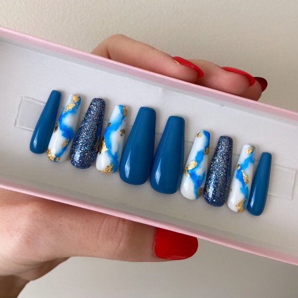 Other - “Blue Smoke🌿” - Press On Nails
